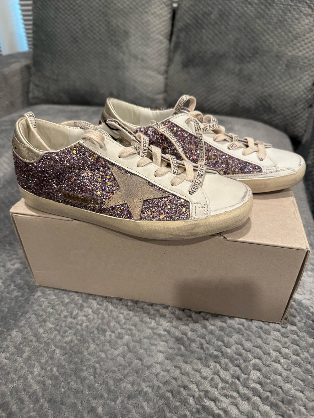 Golden Goose Glitter Low-Top Sneakers - Purple/White - Picture 1 of 4